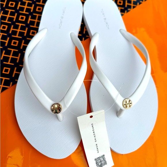NWT 2025 Tory Burch Authentic W Receipts Thin Flip Flops Sandals White Many Size - Picture 1 of 6